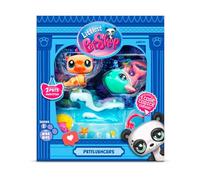 Bandai Littlest Pet Shop Petfluencer Shell-Fie Fun Petfluencer Set contiene 2 mini giocattoli per animali domestici LPS, 4 accessori, 1 sfondo, 1 carta da collezione e 1 codice virtuale, giocattoli da
