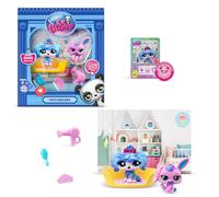BANDAI Littlest Pet Shop Petfluencer Super Salon | Il set Petfluencer contiene 2 mini giocattoli per animali domestici, 4 accessori, 1 sfondo, 1 carta da collezione e 1 codice virtuale, giocattoli da