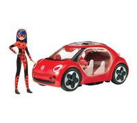 BANDAI Miraculous: Tales Of Ladybug e Cat Noir Volkswagen E-Beetle Car con bambola alla moda | Bambola da 26 cm con auto convertibile per ragazze e ragazzi | Auto giocattolo con spazio per 2 bambole