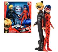 Bandai - Miraculous Ladybug - 2 bambole articolate da 26 cm Ladybug & Chat Noir, accessori - Figure articolate ispirate alla serie animata - Pacchetto Miraculous - Set di gioco per bambini 4+ - P50365