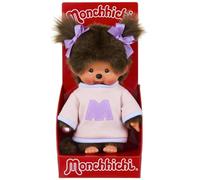 BANDAI - Monchhichi - Monchhichi Sweat M - Peluche scimmia iconica degli anni '80 - Morbido 20 cm per bambini e adulti - Maglione Lettera M - Giocattolo Bambino 2 anni in + - SE203956