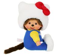 BANDAI - Monchhichi - Peluche Monchhichi Hello Kitty Seduto - Peluche scimmia iconica degli anni '80 morbido 20 cm per bambini e adulti - Hello Kitty - Giocattolo per bambini 2 anni in + - SE205035
