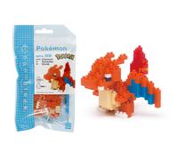 Bandai - Nanoblock - Charizard - Pokémon - Mini statuina in mattoncini - Gioco di costruzione - Kit di costruzione per la figura di Pokémon Charizard in stile pixel - NBPM008