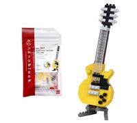 Bandai - Nanoblock - Chitarra Elettrica Gialla - Mini personaggio a mattoncini - Gioco di costruzione - Kit di costruzione di figurine di strumenti musicali in pixel - NBC347