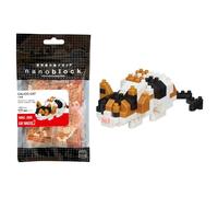 Bandai - Nanoblock - Gatto Calico - Mini personaggio a mattoncini - Gioco di costruzione - Kit di costruzione di animali gatto in stile pixel - NBC265