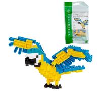 Bandai - Nanoblock - Pappagallo Blu e Giallo - Mini personaggio a mattoncini - Gioco di costruzione - Kit di costruzione di figurine di uccelli - Pappagallo in pixel - NBC343