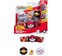 Bandai - Pokémon - Cintura clip 'N' Go - 1 cintura, 2 Poké Balls e 1 statuetta Salamèche 5 cm - Accessorio per travestirsi da addestratore Pokémon - Cintura Salameca - Giocattolo per bambini 4 anni e
