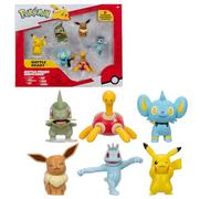 Bandai - Pokémon - Confezione da 6 personaggi Pokemon 5 cm - Cofanetto Mini-Figurine Pikachu Coupenotte Lixy Evoli Machoc Caratroc - Battle Figurine Pokémon Licenza Ufficiale Giocattolo Bambino 4 Anni