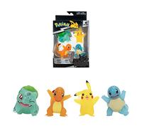 Bandai Pokémon Set di 4 statuette traslucide - Bulbizarre, Pikachu, Salameca & Carapuce - 8 cm - JW2798