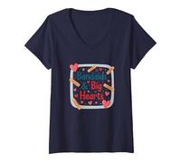Bandaids & Big Hearts: Regalo di riconoscimento per un'infermiera premurosa Maglietta con Collo a V, Donna, Navy, XL