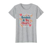 Bandaids & Big Hearts: Regalo di riconoscimento per un'infermiera premurosa Maglietta, Donna, Grigio Melange, S