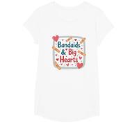 Bandaids & Big Hearts: Regalo di riconoscimento per un'infermiera premurosa Maglietta, Ragazze, Bianco, XS