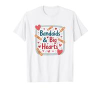 Bandaids & Big Hearts: Regalo di riconoscimento per un'infermiera premurosa Maglietta, Uomo, Bianco, S