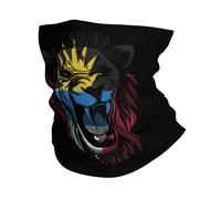 Bandana Bandiera del Leone Arrabbiato E Ruggente di Barbuda Stampato Sciarpa A Tubo Multiuso Decorazione Facciale per Yoga Campeggio Pesca