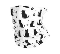 Bandana Black Cool Cat Paw Print Antiscivolo Ghetta Elastico Sciarpa a Tubo per Yoga Escursionismo 26X30cm