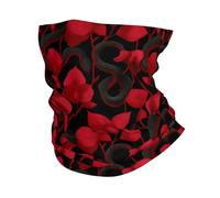 Bandana Black Red Flower Snake Print Sportiva Ghetta da Collo Antiscivolo Sciarpa a Tubo per Adulto Ciclismo 26X30cm