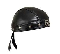 Bandana con Borchie a Forma di Stella, Du Do Doo, Cappellino da Motociclista, in Pelle, alla Moda, Nero, Taglia Unica