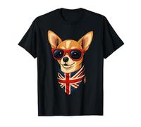 Bandana con cane chihuahua patriottico britannico con bandiera del Regno Unito Maglietta