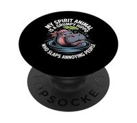 Bandana con ippopotamo scontroso, spirito, scherzo, scherzo PopSockets PopGrip Adesivo