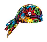 Bandana Copricapo Cuoco Nera Peace and Love EgoChef - Cuffietta Medico Dentista