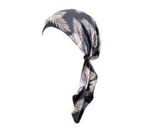 Bandana da donna alla moda, con stampa floreale, per feste, viaggi e uso quotidiano, multiuso, Foglie gialle su bla, Taglia unica