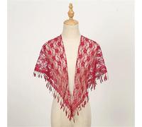 Bandana Donna Sciarpa a triangolo con nappa rosa in pizzo cavo elegante da donna abbinata a cento colori tinta unita primaverili ed estivi(Burgundy)