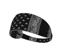 Bandana nera Paisley Bandana,Fascia elastica per capelli multiuso unisex, fascia antisudore sportiva