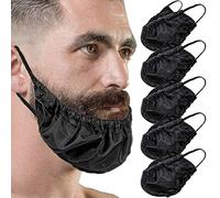 Bandana per barba da uomo, copertura regolabile per capelli del viso, grembiule da barba per dormire, mangiare (nero * 5 pezzi)