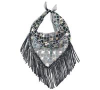 Bandana per la testa, sciarpa, copricapo, strass, nappe, sciarpa, bandana, fascia, bella sciarpa con strass, Mesh Piccolo Quadrato Se, Taglia unica