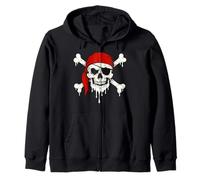 Bandana rossa con teschio pirata gocciolante e ossa incrociate horror di Halloween Felpa con Cappuccio