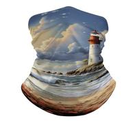 Bandana Sea Lighthouse Sandbeach Multiuso Ghetta da Collo Protezione UV Cerchietto per Capelli per Estivo Yoga 26X30cm