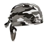 Bandana sportiva ad asciugatura rapida, protegge dai raggi UV, ideale per ciclismo, corsa e motociclismo o come cuffia da indossare sotto il casco, motivo: teschi (grigio + bianco mimetico)