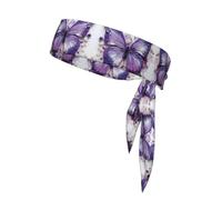 Bandana sportiva con farfalla e pittura a olio viola, in poliestere, assorbe il sudore, per corsa, yoga, palestra, adatta per uomini e donne