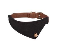 Bandana Style Leather Dog Collar, Cute Plaid Scarf for Small Pets with Adjustable Design