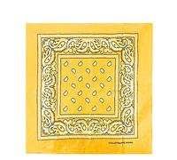 Bandane 100% cotone unisex con motivo paisley, fazzoletto sciarpa per capelli/collo/polso/testa, COD.644 (Giallo Paisley)