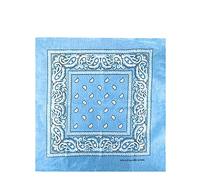 Bandane 100% cotone unisex con motivo paisley, fazzoletto sciarpa per capelli/collo/polso/testa, COD.644 (Celeste Paisley)