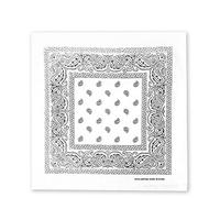 Bandane 100% cotone unisex con motivo paisley, fazzoletto sciarpa per capelli/collo/polso/testa, COD.644 (Bianco Paisley)