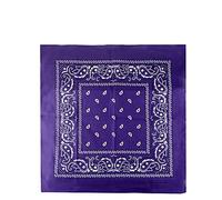 Bandane 100% cotone unisex con motivo paisley, fazzoletto sciarpa per capelli/collo/polso/testa, COD.644 (Viola Paisley)