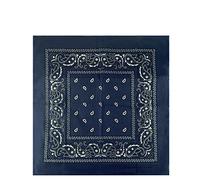 Bandane 100% cotone unisex con motivo paisley, fazzoletto sciarpa per capelli/collo/polso/testa, COD.644 (Blu Scuro Paisley)