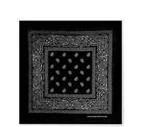 Bandane 100% cotone unisex con motivo paisley, fazzoletto sciarpa per capelli/collo/polso/testa, COD.644 (Nero Paisley)