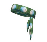 Bandane per capelli alla moda con palla da calcio verde su stampa erbosa - Fascia per capelli unisex per allenamento, jogging, ciclismo, yoga e altro ancora