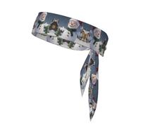 Bandane per capelli alla moda con stampa natalizia con Babbo Natale e pupazzo di neve, unisex, per jogging, ciclismo, yoga e altro ancora