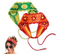 Bandane per capelli in stile hippie, fasce per capelli boho da donna, fasce per capelli lavorate a maglia, turbante floreale