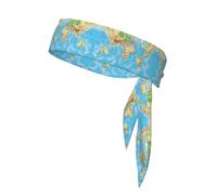 Bandane sportive per la testa, unisex, con stampa di mappa del mondo, fascia per capelli per allenamento, fasce per il sudore per l'estate, il ciclismo e molto altro ancora