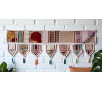 Bandanwar - Mantovana decorativa indiana tradizionale in cotone toran, ricamata a mano, stile Thoranam, per porta e soggiorno, da appendere alla finestra, stile etnico bohémien, vintage, colore: