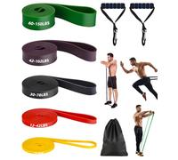 Bande Elastici Fitness di 5 Livelli di Resistenza, Bande Elastiche di Resistenza,Bande Elastici Fitness con Borsa, Maniglia, Moschettone, L'Allenamento Della Forza e La Terapia Fisica, Pilates,Yoga
