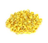 Bande per anelli del piede Clip di identificazione di piccioni in plastica resistente di alta qualità per i piccioni e gli uccelli adulti taglia 10 mm 100pcs (Giallo)