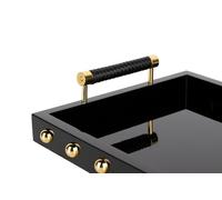 BANDEJA MDF/ACERO INOX. BLANCA NEGRA 45x29x7 CM