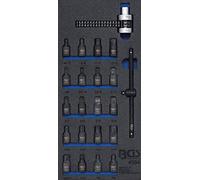 Bandeja para carro 1/3: Vasos para tapón de cárter y llaves de cadena para filtros de aceite | 22 piezas