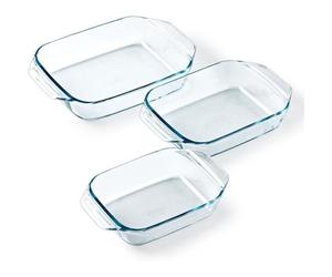 Bandeja Pyrex Irresistible Set 3 Rettangolare Vetro Borosilicato 20 25 28 cm